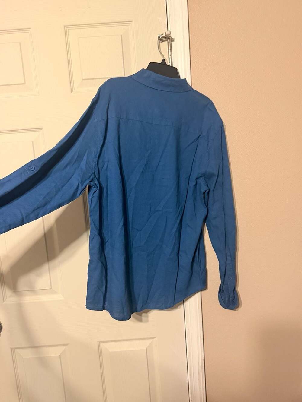 Magaschoni Man Linen Blend Long Sleeve Shirt Size M Blue - Picture 3 of 3